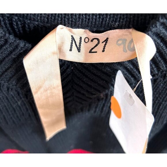 N21 Crystal Embellished Strap Knit Top Black Red - Picture 5 of 8